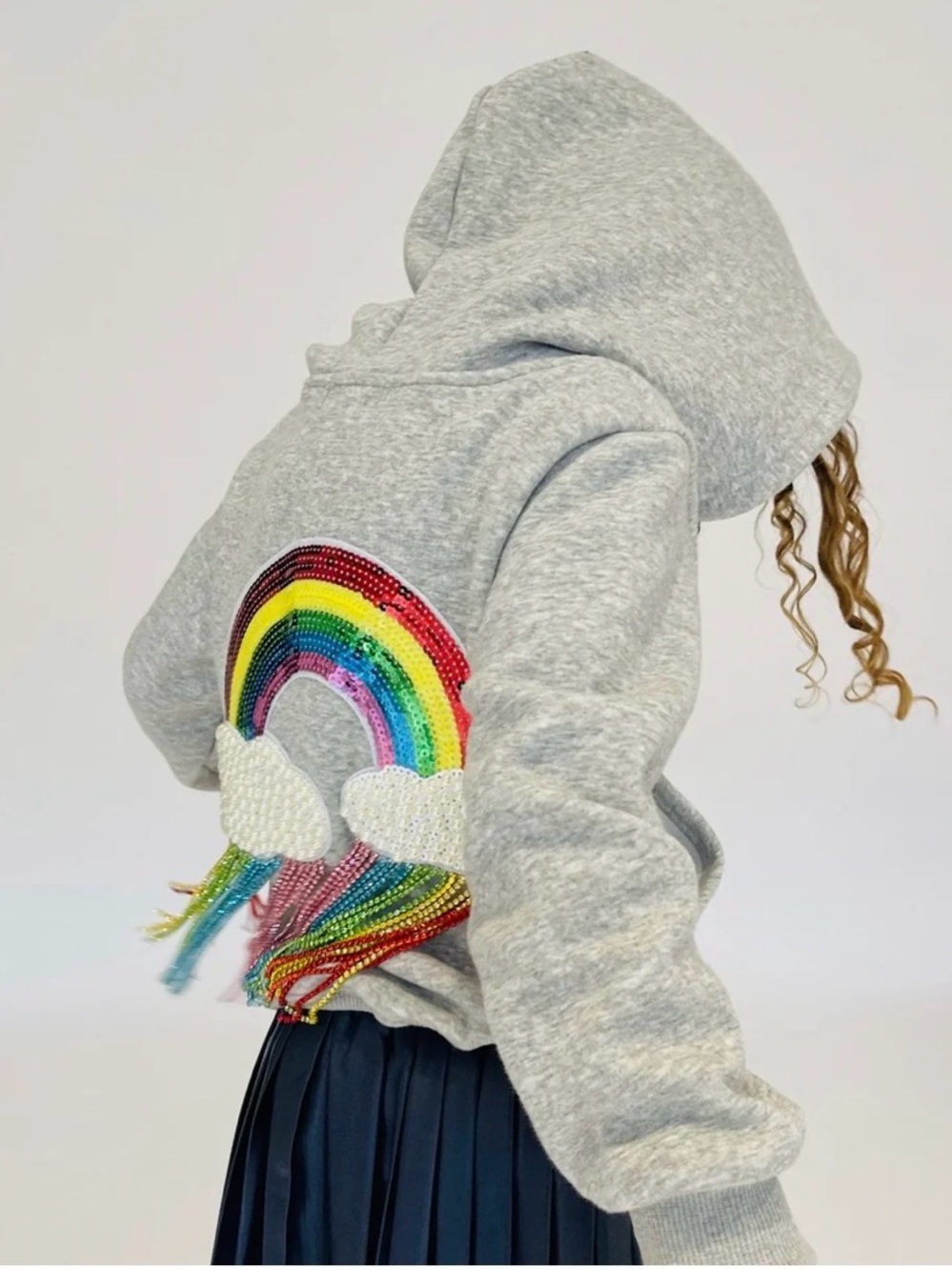 Lola + The Boys Crystal Rainbow Rain Hoodie Jacket, Kids Size 6